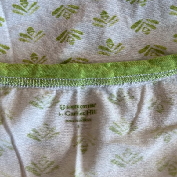Garnet Hill‎ Green Women's Pajama Top Small 100% Cotton Green Print Sleeveless - Picture 2 of 12